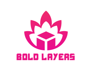 Pink Lotus Cube logo design