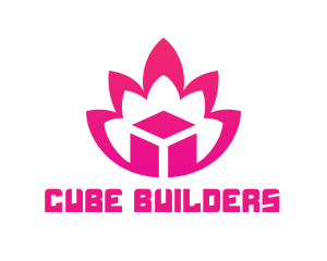 Pink Lotus Cube logo design