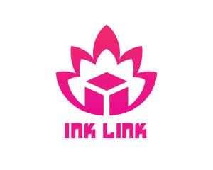 Pink Lotus Cube logo design