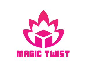 Pink Lotus Cube logo design