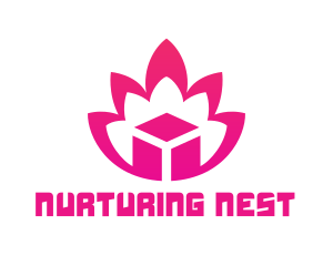 Pink Lotus Cube logo design