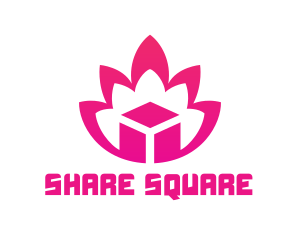 Pink Lotus Cube logo design