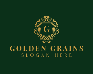 Golden Royalty Shield logo design