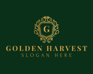 Golden Royalty Shield logo design