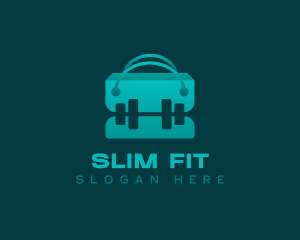 Dumbbell Shopping Bag logo design