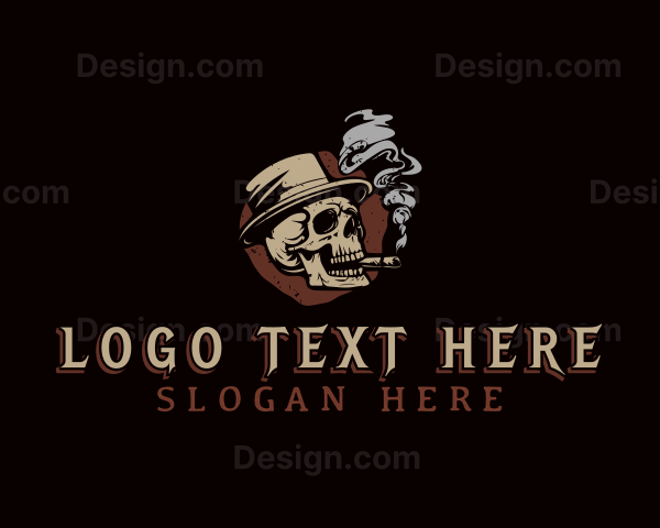 Skull Smoking Cigar Logo