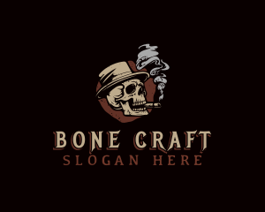 Skull Smoking Cigar logo design