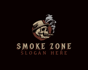 Skull Smoking Cigar logo design