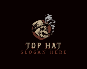 Skull Smoking Cigar logo design