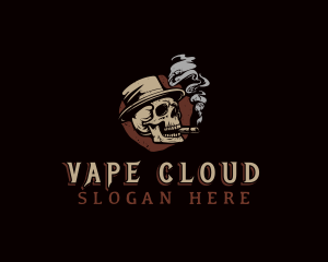 Skull Smoking Cigar logo design