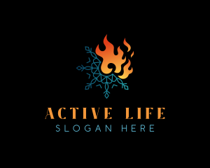 Snowflake Fire Flame Logo