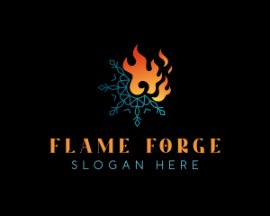 Snowflake Fire Flame logo design