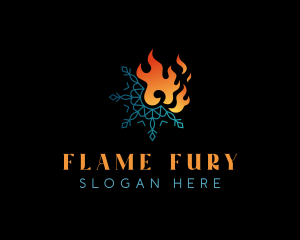 Snowflake Fire Flame logo design