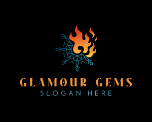 Snowflake Fire Flame logo design