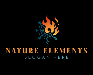 Snowflake Fire Flame logo design