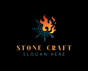 Snowflake Fire Flame logo design