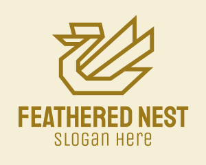 Gold Geometric Swan  logo