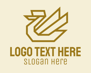 Feathers - Gold Geometric Swan logo design