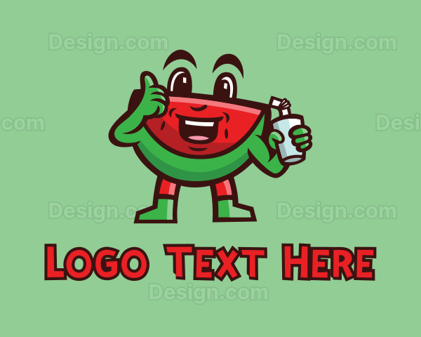 Watermelon Juice Cartoon Logo