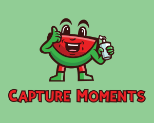 Watermelon Juice Cartoon Logo