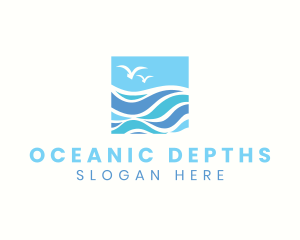 Ocean Bird Wave logo design