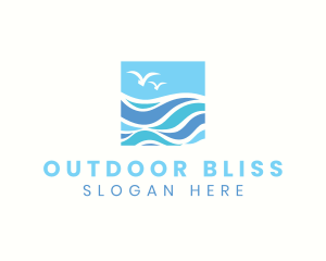 Ocean Bird Wave logo design