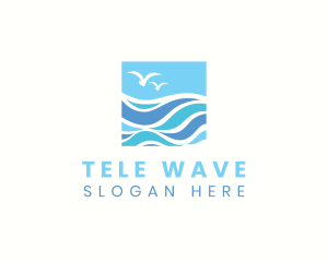 Ocean Bird Wave logo design