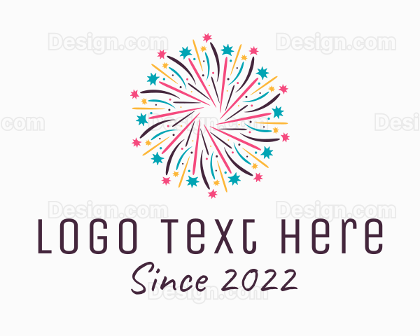 New Year Party Fireworks Logo