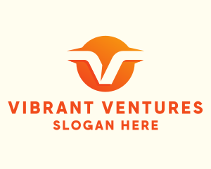 Orange Business Letter V  logo design