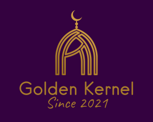 Golden Islamic Dome  logo design