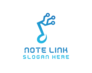 Music Note Circuit logo design