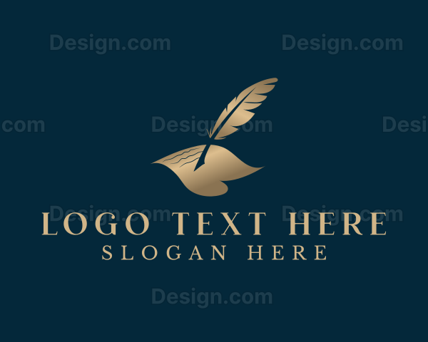 Elegant Feather Quill Pen Logo