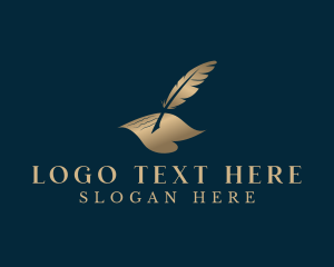 Elegant Feather Quill Pen Logo