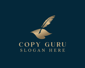 Elegant Feather Quill Pen logo design