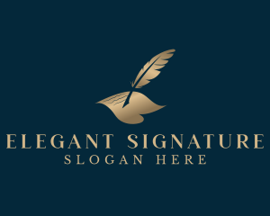 Elegant Feather Quill Pen logo design