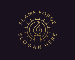 Candle Flame Sun logo design