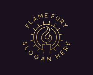 Candle Flame Sun logo design