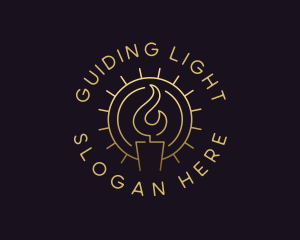 Candle Flame Sun logo design