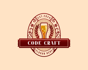 Weizen Glass Craft Beer logo design