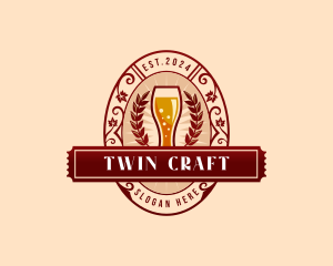 Weizen Glass Craft Beer logo design