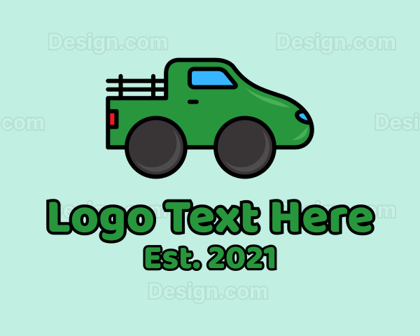 Cartoon Farmer Pickup Truck Logo