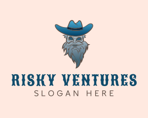 Blue Skeleton Cowboy logo design