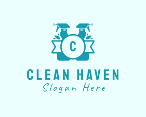 Cleaning Spray Bottle Disinfectant logo design