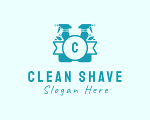 Cleaning Spray Bottle Disinfectant logo design