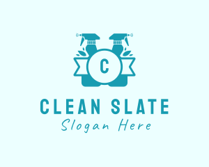 Cleaning Spray Bottle Disinfectant logo design