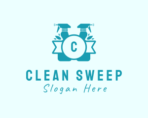 Cleaning Spray Bottle Disinfectant logo design