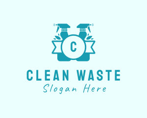 Cleaning Spray Bottle Disinfectant logo design