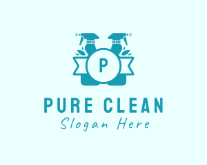 Cleaning Spray Bottle Disinfectant logo design