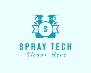 Cleaning Spray Bottle Disinfectant logo design