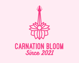 Pink Floral Guitar logo design